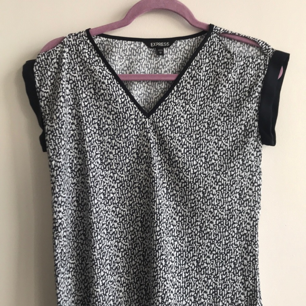 Express blue and white v-neck cap sleeve top